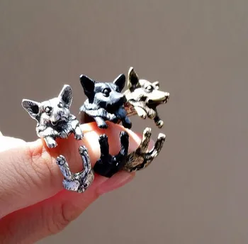 

30pcs Adjustable Animal Ring Animal Cute Corgi ring Anillo Wrap Rings for Women and Girls Unique Rings Bague jewelry