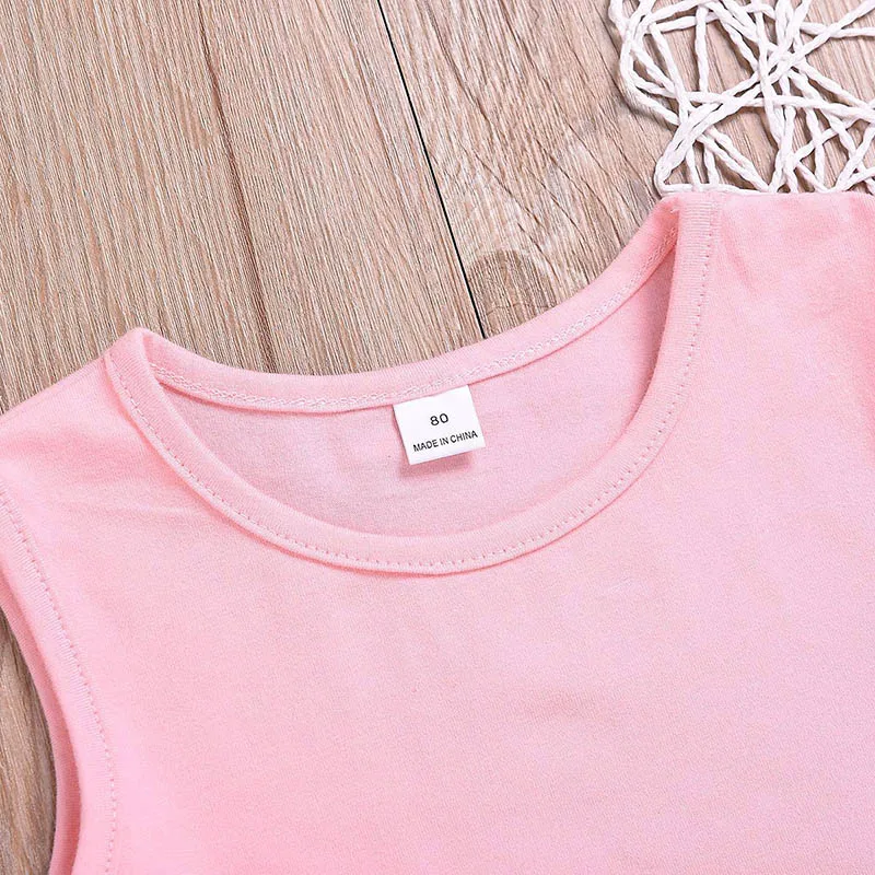 Kids Girls Clothes Set 2019 New Summer Cotton Sleeveless Fringed Vest + Flower Shorts Girls Suit Pink Children Summer Clothes