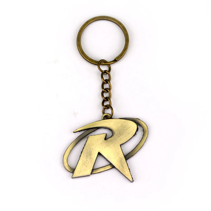 1 шт. супергерой Бэтмен Робин Маркс буква "R" логотип брелок декорация ключ из металлического сплава цепи кулон брелок для мужчин и женщин