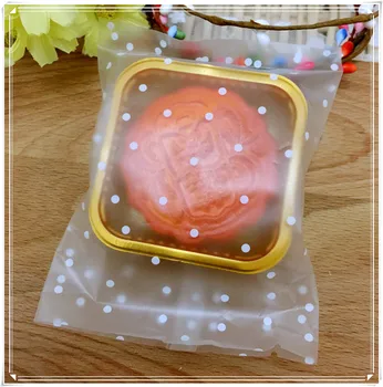 

Wholesale, free shipping,fresh frosted white dot moon cake trays moon cake Packing bag+ tray 95-100 sets