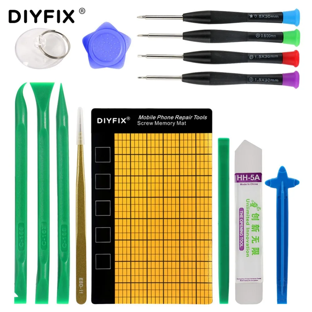

DIYFIX 14 in 1 Mobile Phone Repair Tools Kit Spudger Pry Opening Tool Screwdriver Set for iPhone X 8 7 6S 6 Plus Hand Tools Set