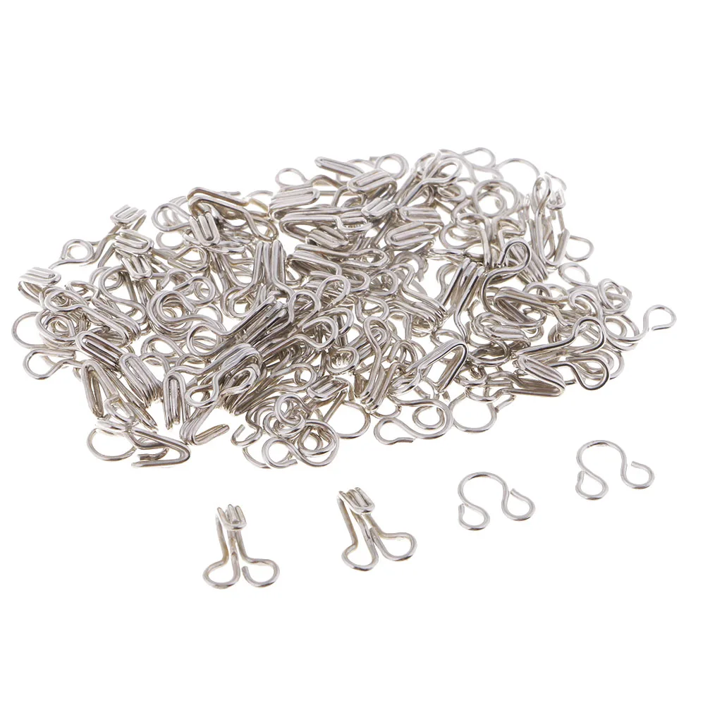 50 Sets Silver Black Metal Hook and Eye Closure Sewing Fasteners for Fur Dress Skirt Collar Bra Sew