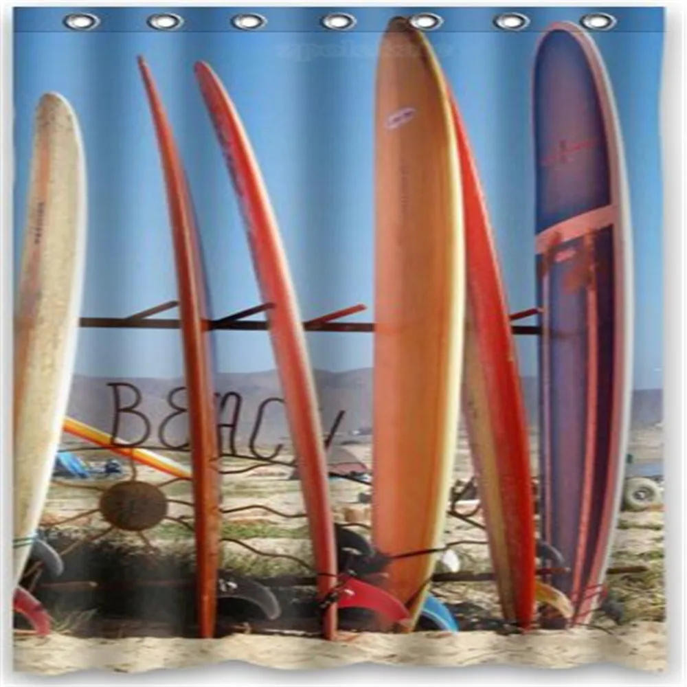 Funny design Beach Surfboard Bikini Shower CurtainGeneric Curtain Liners | Дом и сад