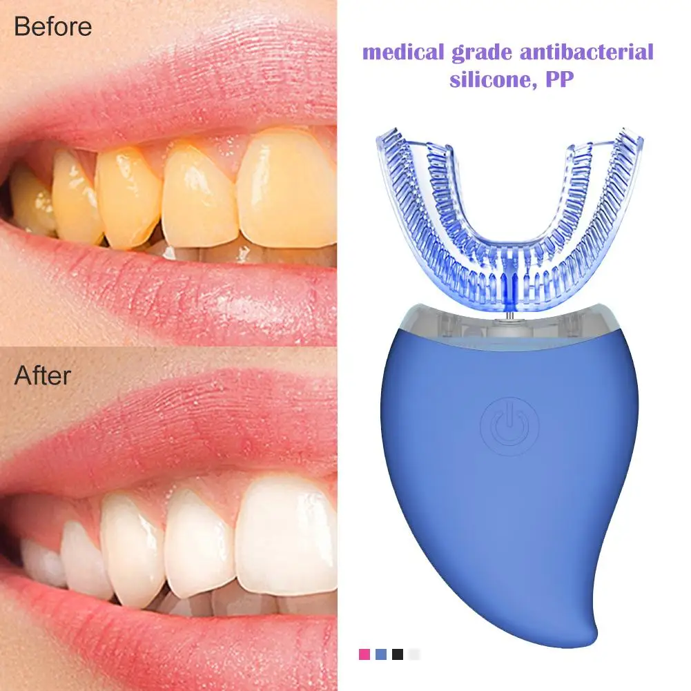 

U-shaped Automatic Electric Toothbrush Blue Light Waterproof USB Rechargeable Smart Ultrasonic Sonic Teeth Whitening Brush