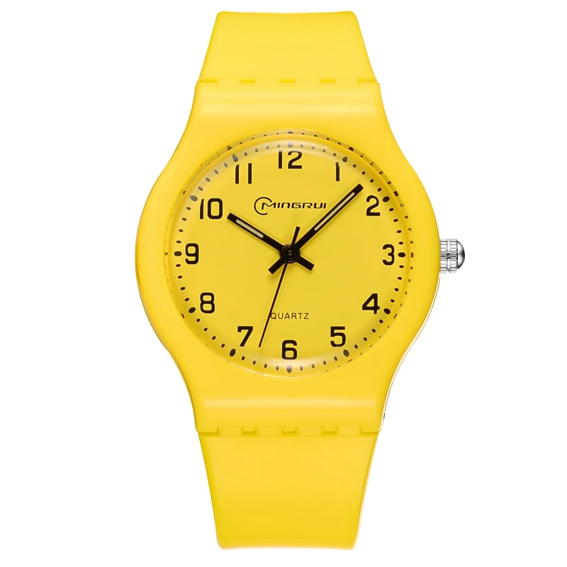 Модные простые детские часы милые водонепроницаемые кварцевые наручные часы детские спортивные студенческие часы для мальчиков и девочек - Цвет: yellow