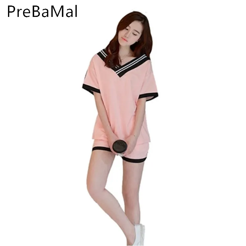

2019 Summer Short sleeve Pajama Set kawaii Solid sleepwear for Women Pajamas Top+Shorts 2 Pieces Set Nightwear Pijamas D22