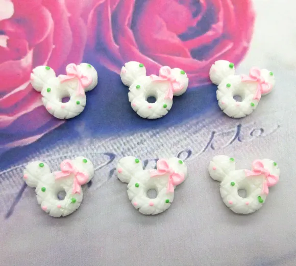 

20Pcs Resin White Mouse Cookies Crafts Flatback Cabochon Scrapbooking Decorations Fit Hair Clips Embellishments Beads Diy