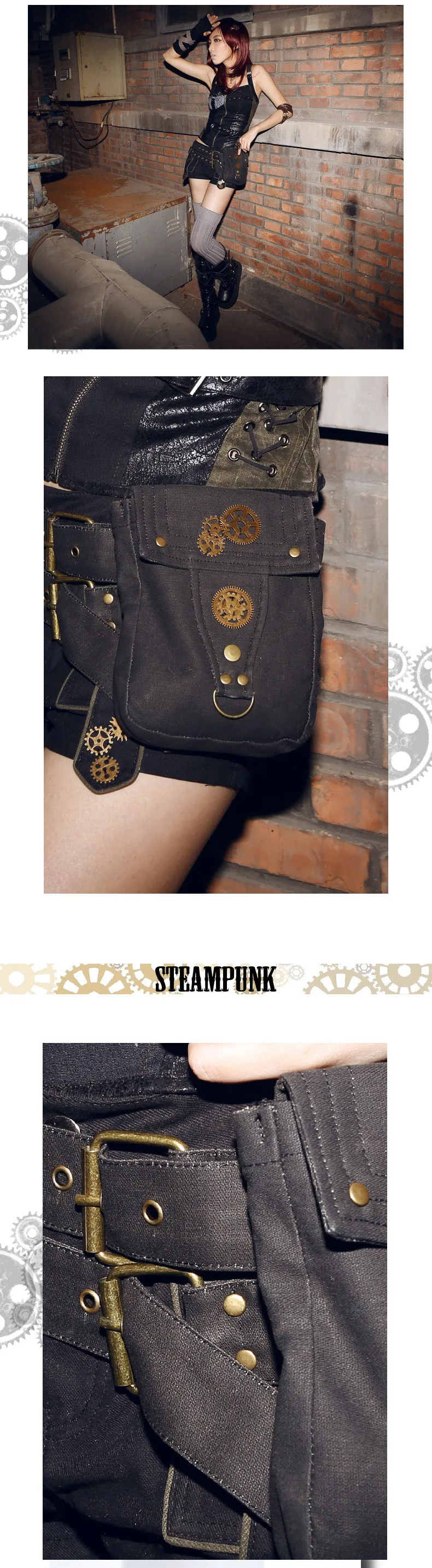 rocha retro goth ombro cintura bolsa feminina