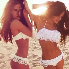 Womail, женский сексуальный кружевной комплект бикини «кроше», мягкий пуш-ап бюстгальтер, пляжный комплект бикини, купальник, женская пляжная одежда, S L@ 15