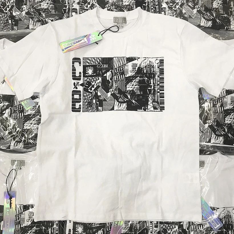 

Black and White Lines Logo Cav T Shirt Men Novelty T-shirt CE Justin Bieber Casual T Shirt Cav Emptgeometric Sketch 2pac Tee