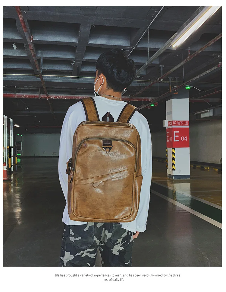 Модные для мужчин рюкзак водостойкий из искусственной кожи дорожная сумка человек большой ёмкость подросток мужской Mochila ноутбук рюкзаки