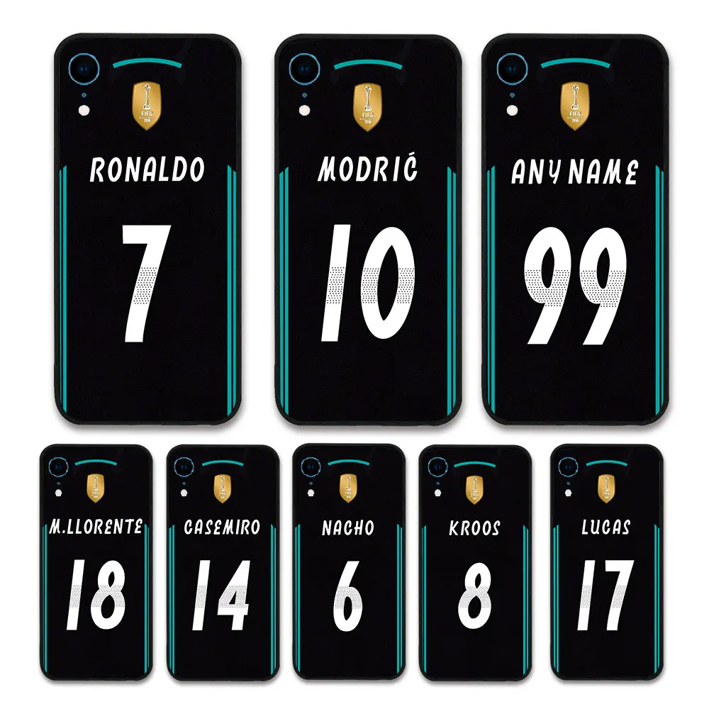 

European Football RONALDO MODRIC KROOS Jersey style Real Madrid Custom Names and Numbers case for iPhone XR Phones cases