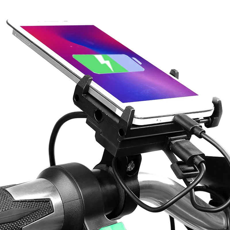 

Steering Wheel Phone Holder Bicycle Motorcycle Outdoor Cycling Adjustable Metal Expanding Phones Grip Stand With Charging
