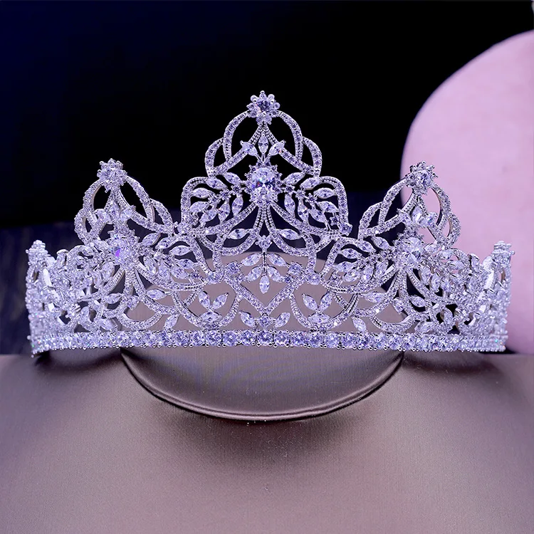 

Fashion luxurious retro Paved CZ zircon Princess crown wedding bride dinner banquet Beauty tiaras dressing jewelry free shipping
