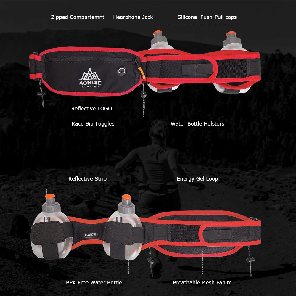 AONIJIE E937 марафон бег Велоспорт гидратация пояс поясная сумка держатель для телефона 170 мл бутылки для воды