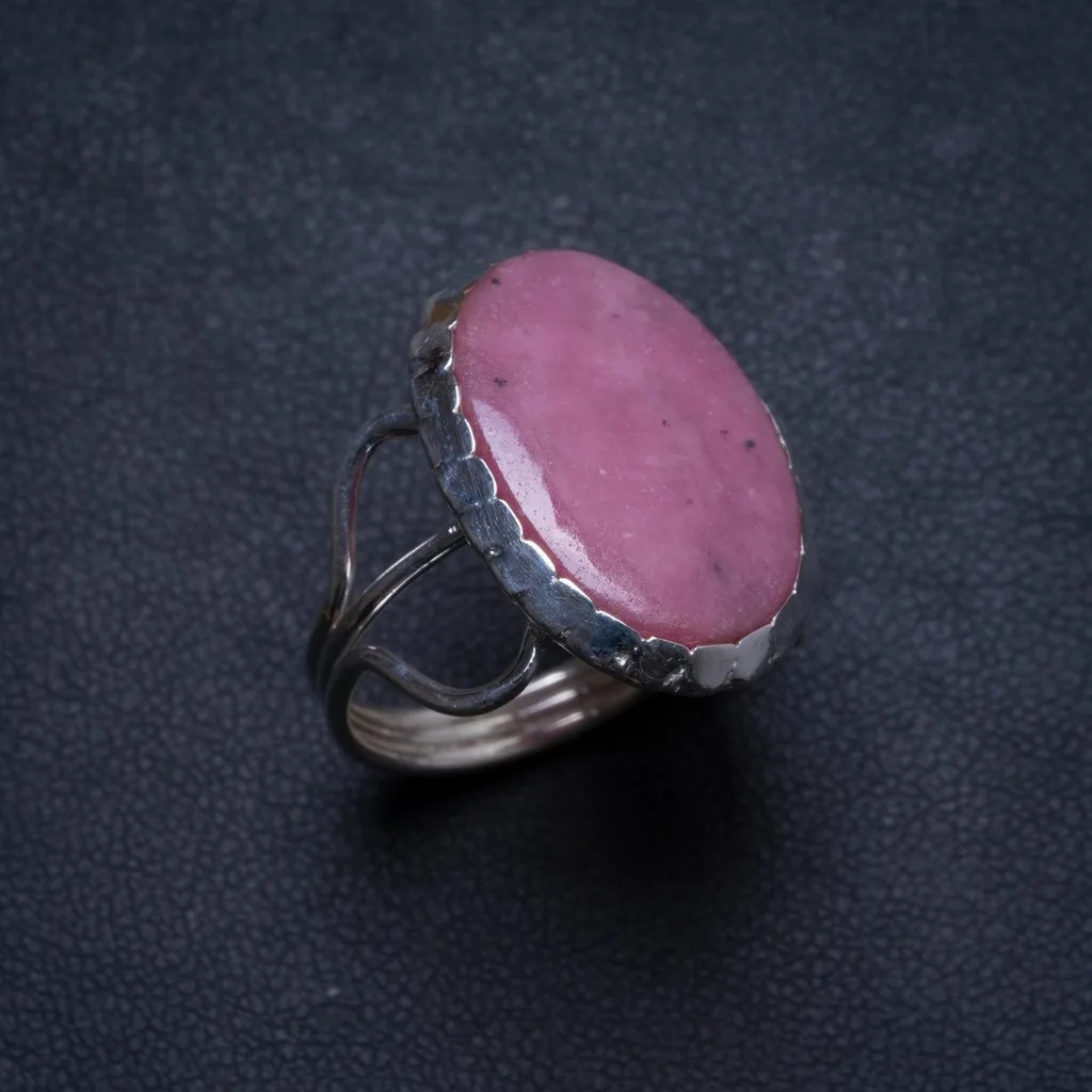 

Natural Rhodonite Handmade Unique 925 Sterling Silver Ring, US size 8.5 X2418