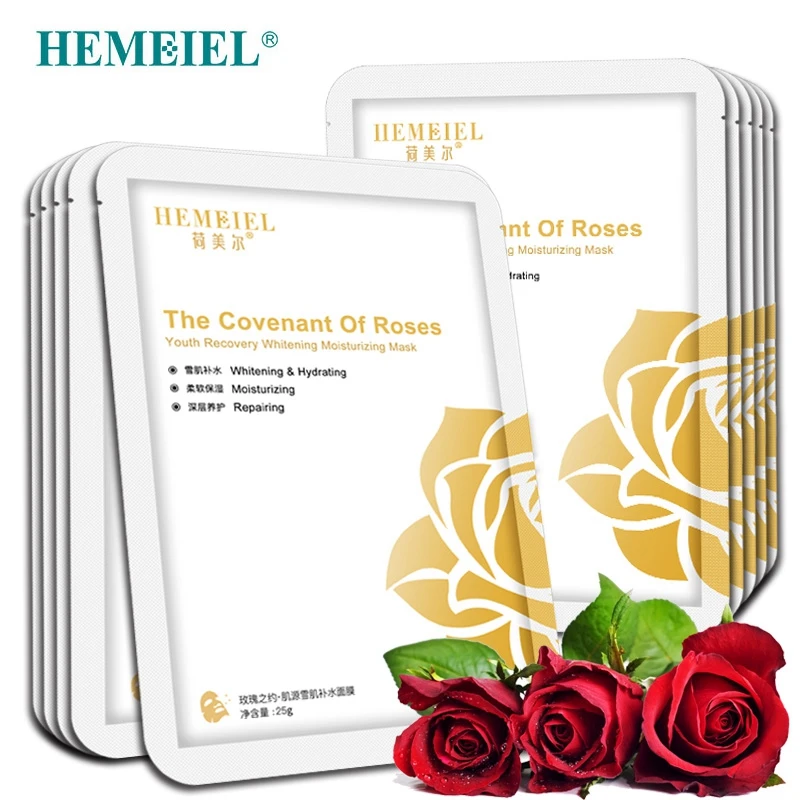 

HEMEIEL Rose Essence Korean Face Mask Skin Care Hydrating Moisturizing Repairing Facial Mask Whitening Anti-Aging Cosmetics