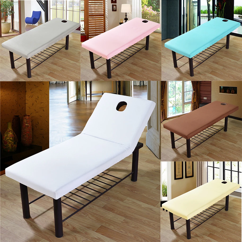 Hypoallergenic Color Optional Massage Bed Table Soft Cover Salon Spa Couch Bed Sheet with Face Hole - For Bed Within 75x31 Inch