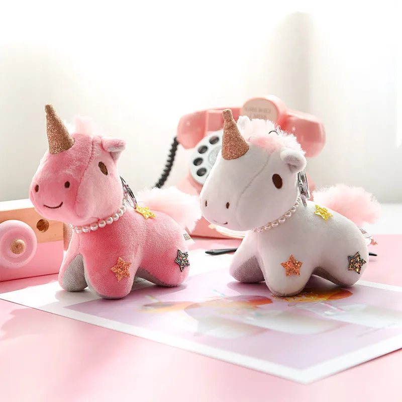 Unicorn Plush Pendants Dolls Keychain Shining Pentagram Unicornio Rainbow Horse Peluche Key Bag Pendants Toys 12pcslot 15cm  (7)
