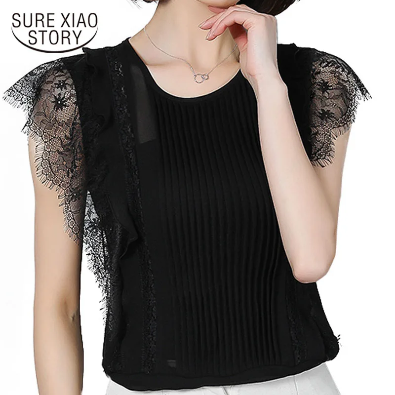 Womens clothing 2019 chiffon and lace blouse women blouses and tops Sleeveless Solid O-Neck harajuku women blouse 2883 50 Womens clothing 2019 chiffon and lace blouse women blouses and tops Sleeveless Solid O-Neck harajuku women blouse 2883 50