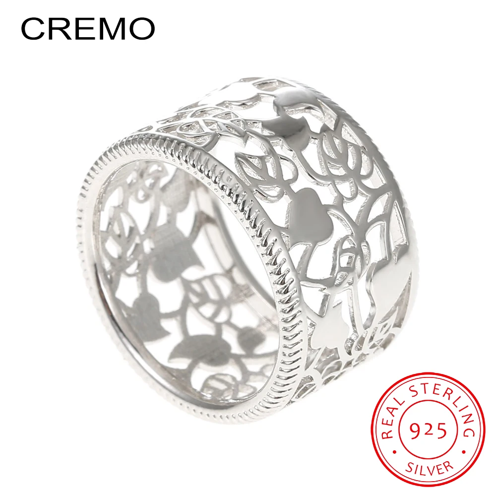 

Cremo Rings for Women Hollow Leather Interchange Simple Heart Silver 925 Sterling Ring Jewelry Vintage Luxury Ladies Female Gift