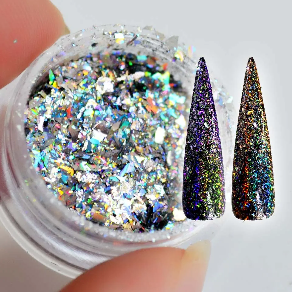 Хлопья Yucca для ногтей блестки голографический Блестящий Порошок Galaxy Holo блестящий
