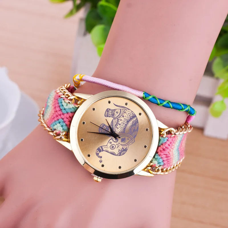 

wholesale Fashion Handmade Weave Geneva dress Watches 2015 Hot Sale Women Braid Knitted Brand Analog Wristwatches montre femme