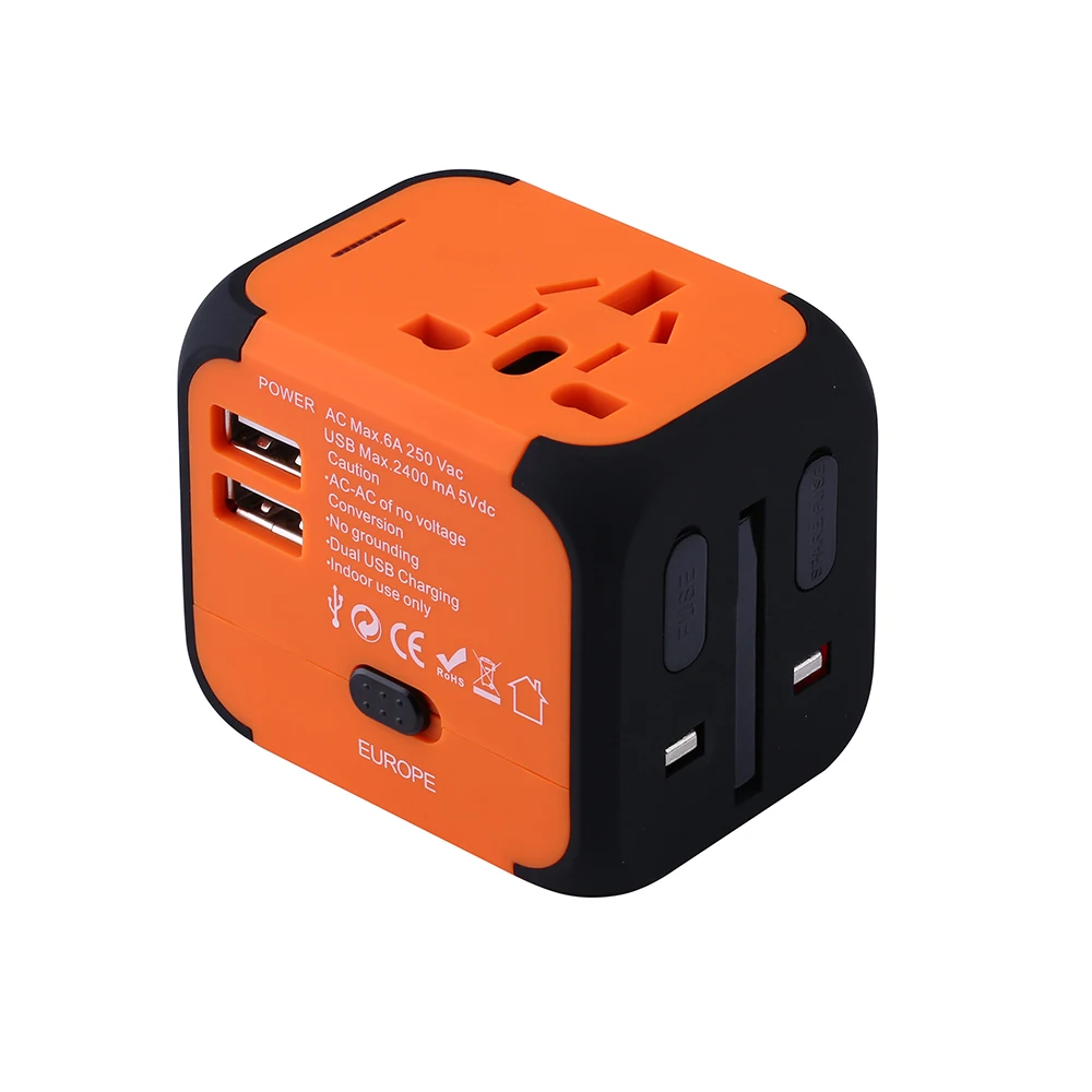 

International Plug Socket Adapter World Travel AC Power Charger Adaptor American/Europe/UK Adaptador Universal with Dual USB