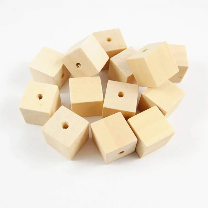 

COMEOWN 10pcs Unfinished Square Cubic Natural Wooden Beads 20/25mm Eco-Friendly Lead-Free Wood Spacer Beads for Jewelry Making
