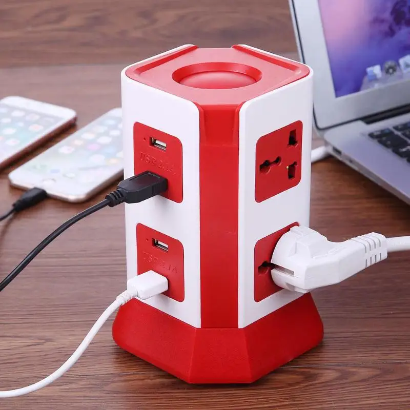 

2 Layer Power Socket Universal Smart Electrical Socket Plugs 6 Outlet 4 USB Ports Surge Protector Power Board 2 Colors US Plug