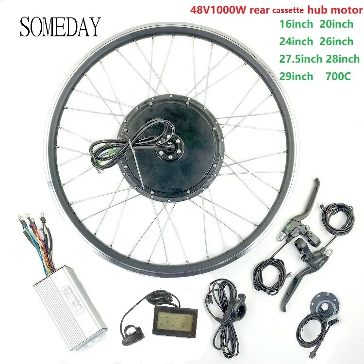 

SOMEDAY 48V1000W Electric Bicycle Conversion Kit E-bike BLCD Rear Cassette Wheel hub Motor with KT LCD3 Display