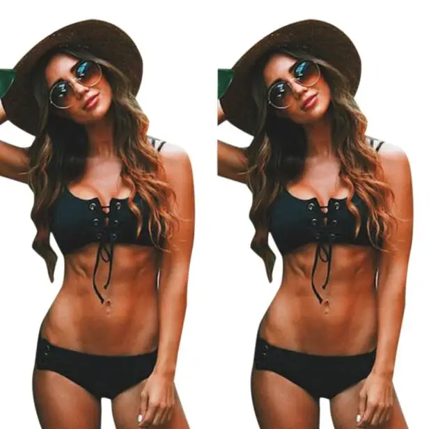 

Sexy Women Bandage Push-up Set Padded Bra Condole belt vest Beachwear 30