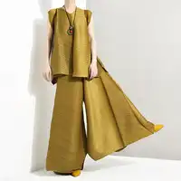 LANMREM 2019 Sommer Neue Mode Temperament Frauen Lose Plus Lässig Plissee Ärmel Weste Lose Breite Bein Hosen Anzug TC194