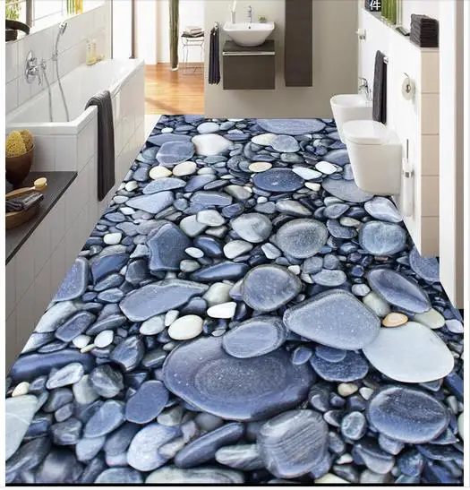 

3D wallpaper custom 3d flooring painting wallpaper The bathroom floor 3 d art stone pebbles wall paper 3d living room decoration