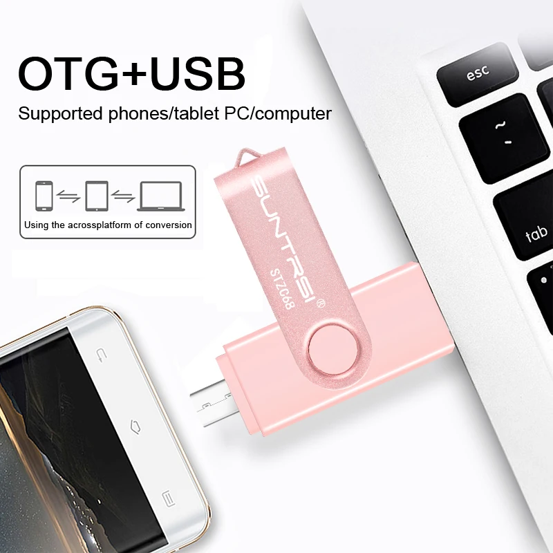 Suntrsi USB флеш-накопитель OTG для телефонов на Android Флешка 64 Гб USB флешка высокоскоростной флеш-накопитель 16 Гб металлический Micro флеш-накопитель USB 3,0