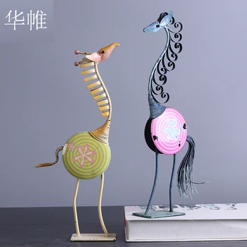 

Modern Creative Metal Statue Iron Giraffe Couple Sculpture Vintage Home Decoration Giraffe Craft Home Decoration Accessories