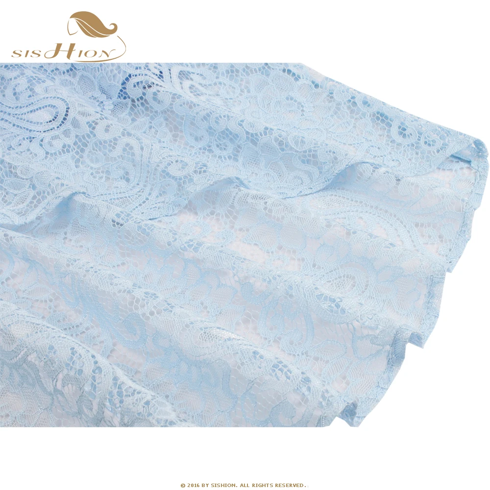Sexy Long Sleeveless Women Dress Blue Princess Back Short Vd0802 Party Size Lace Dresses Sishion Light Front Plus wvOqHH