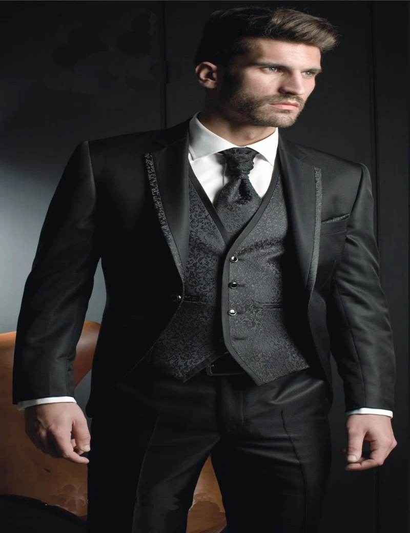 Modern Top Selling Groom Tuxedos,black Wedding Suit Ceremony Suit Groomsman Suit Boy's Suit