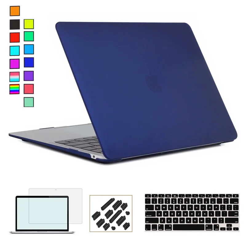 Matte Navy Для нового Macbook Air 13 чехол+ клавиатура чехол для Apple Macbook Air Pro retina 11 12 13 15 Mac Book 15,4 13,3 дюймов чехол для ноутбука - Цвет: Matte Navy