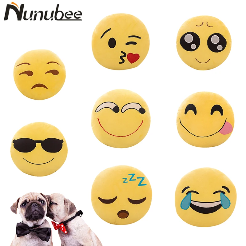 Nunubee Cute Soft Yellow Plush Pet Dog Toys emoji Toys For Small Puppy