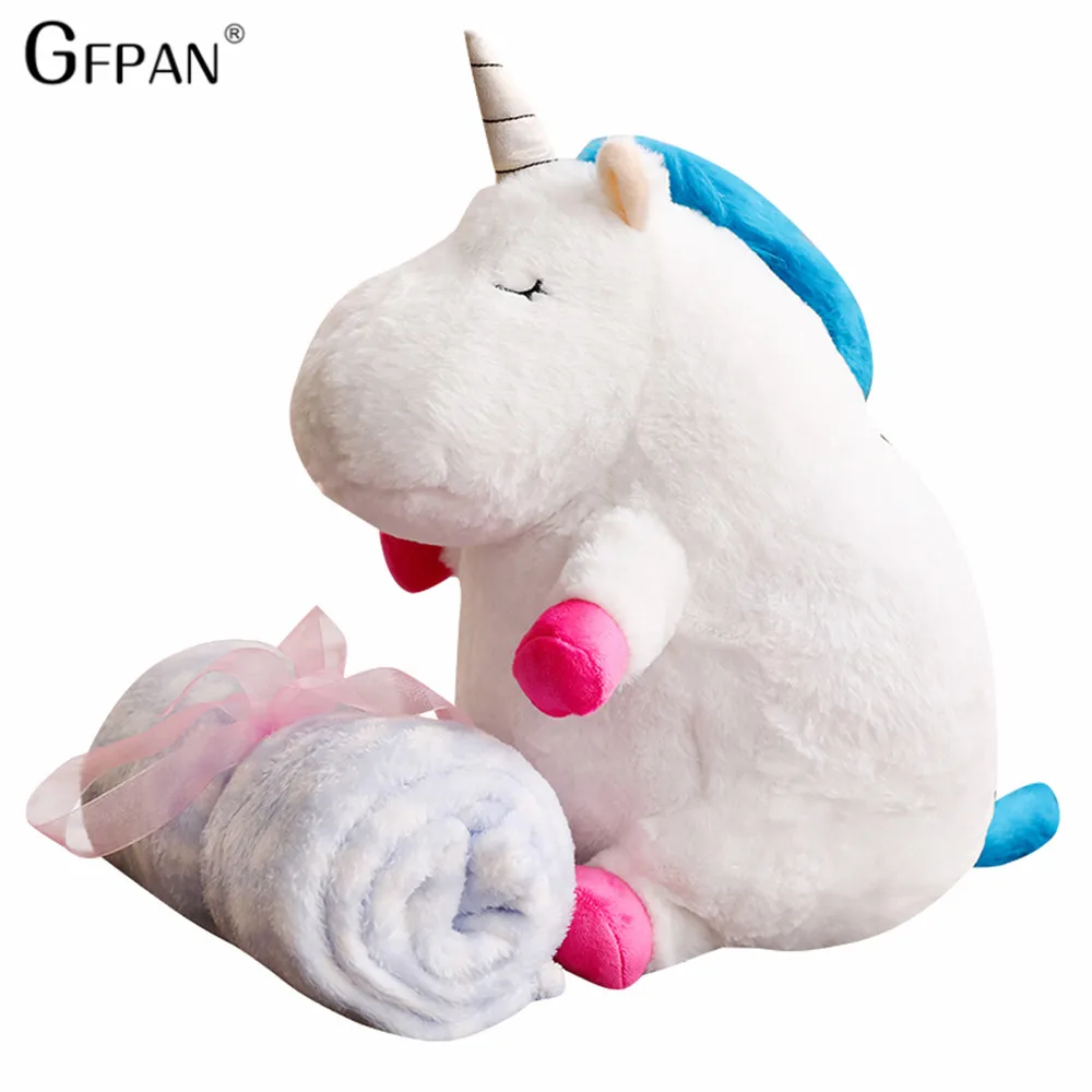 Caliente 50 cm Kawaii Unicornio muñeca de juguete de Peluche con manta suave Animal Peluche caballo Unicornio Peluche juguetes para niños Navidad regalo