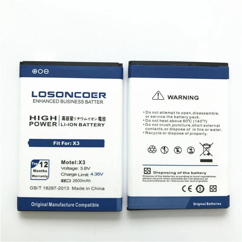 Оригинальные LOSONCOER высокое качество Батарея 2600 мАч телефон Батарея батареи Для DOOGEE X3 Быстрая