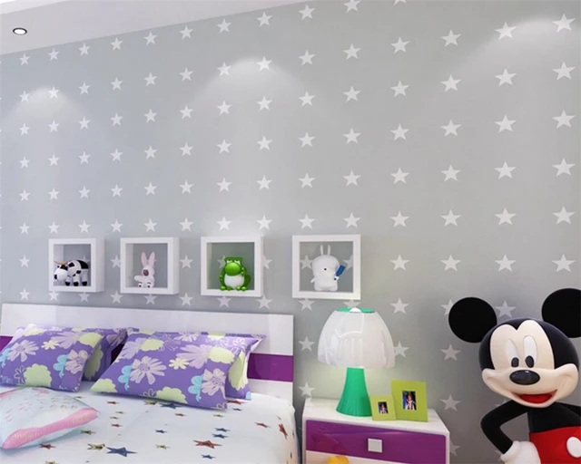 Beibehang Modern Cartoon Children Room Wallpaper Bedroom Pink Blue Beibehang Modern Cartoon Children Room Wallpaper Bedroom Pink Blue Stars Lovely
