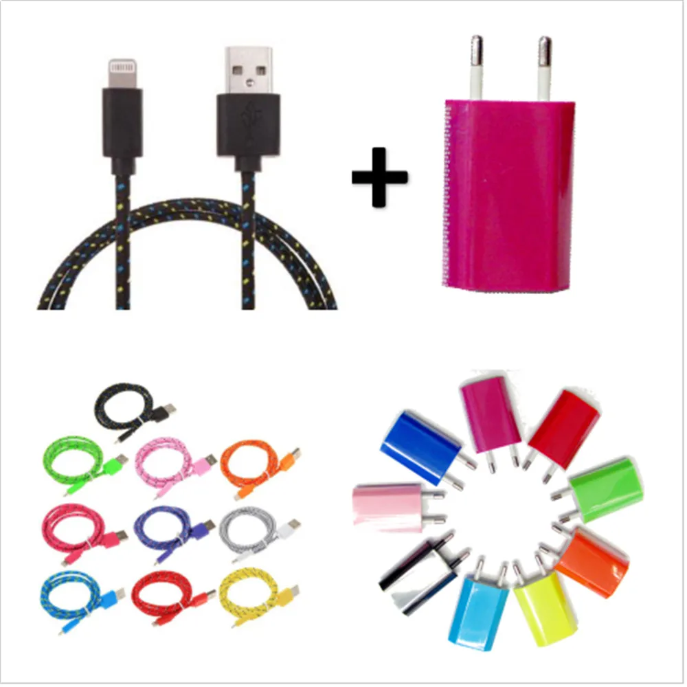 Для Iphone 7 USB ЗАРЯДНОЕ ЕС/США Plug Зарядное Устройство + Зарядный Кабель для Apple iphone 5 5s