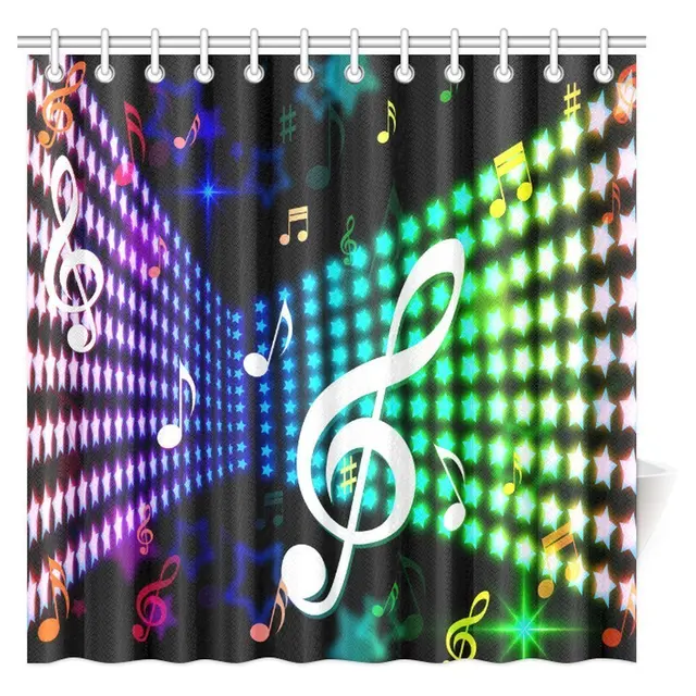 Jazz Music Decor Shower Curtain Celebration Festival Theme Colorful Jazz Music Decor Shower Curtain Celebration Festival Theme Colorful Artwork With Notes Bathroom