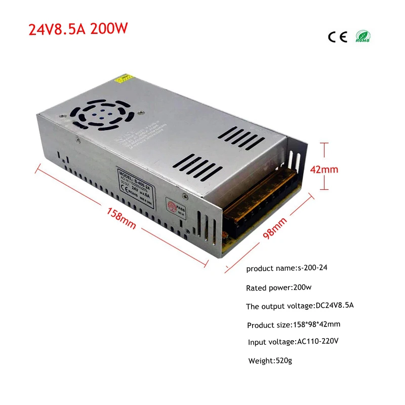 Адаптер питания DC 24 V 3A 5A 10A 15A 20A 25A 30A 12 5 Трансформаторы освещения 24 V Вольт Светодиодный драйвер питания Светодиодные полосы света