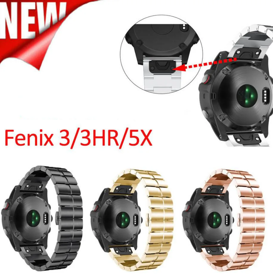 

High Quality 26mm Width Strap For Garmin Fenix 5X/3/3HR Watchband With Quick Fit Wrist Band Stainless Steel Remove Bracelet