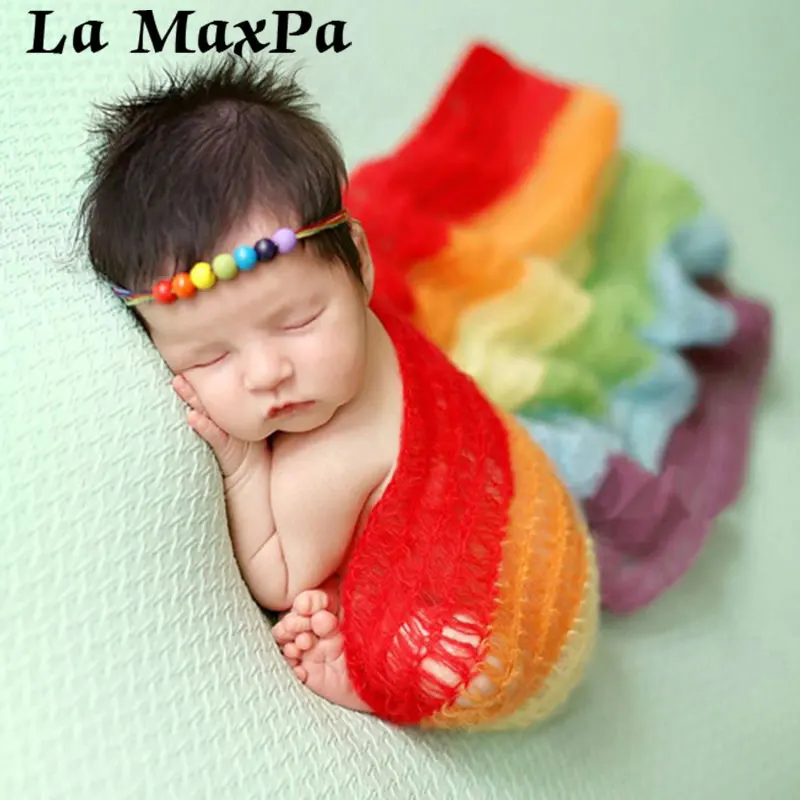 

Rainbow Baby Knitted Swaddle Wrap Blankets Soft Warm Cotton Newborn Baby Photography Props Blanket Baby Receiveing Wrap Blanket