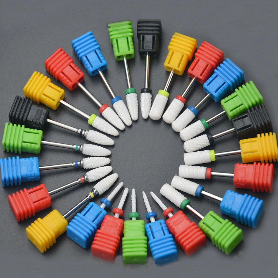 

ViiNuro 25 Types Ceramic Nail Drill Bits Manicure Machine Accessories Electric Nail File Milling Cutter Gel Remover Nail Tools