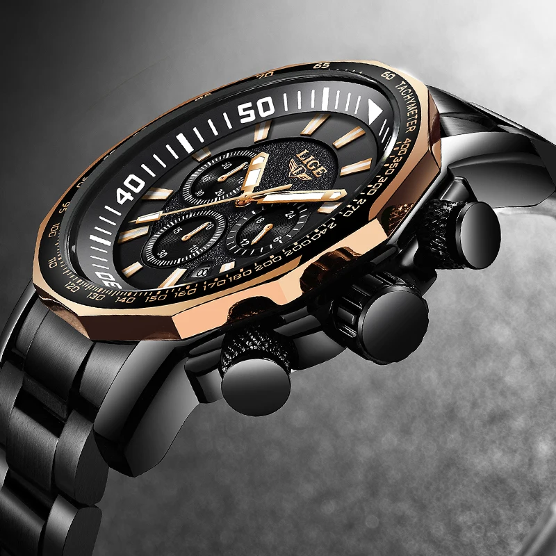 Relogio Masculino Men Watch LIGE Top Brand Luxury Fashion Quartz Clock Men's Business Waterproof Big Dial Military Sport Watches